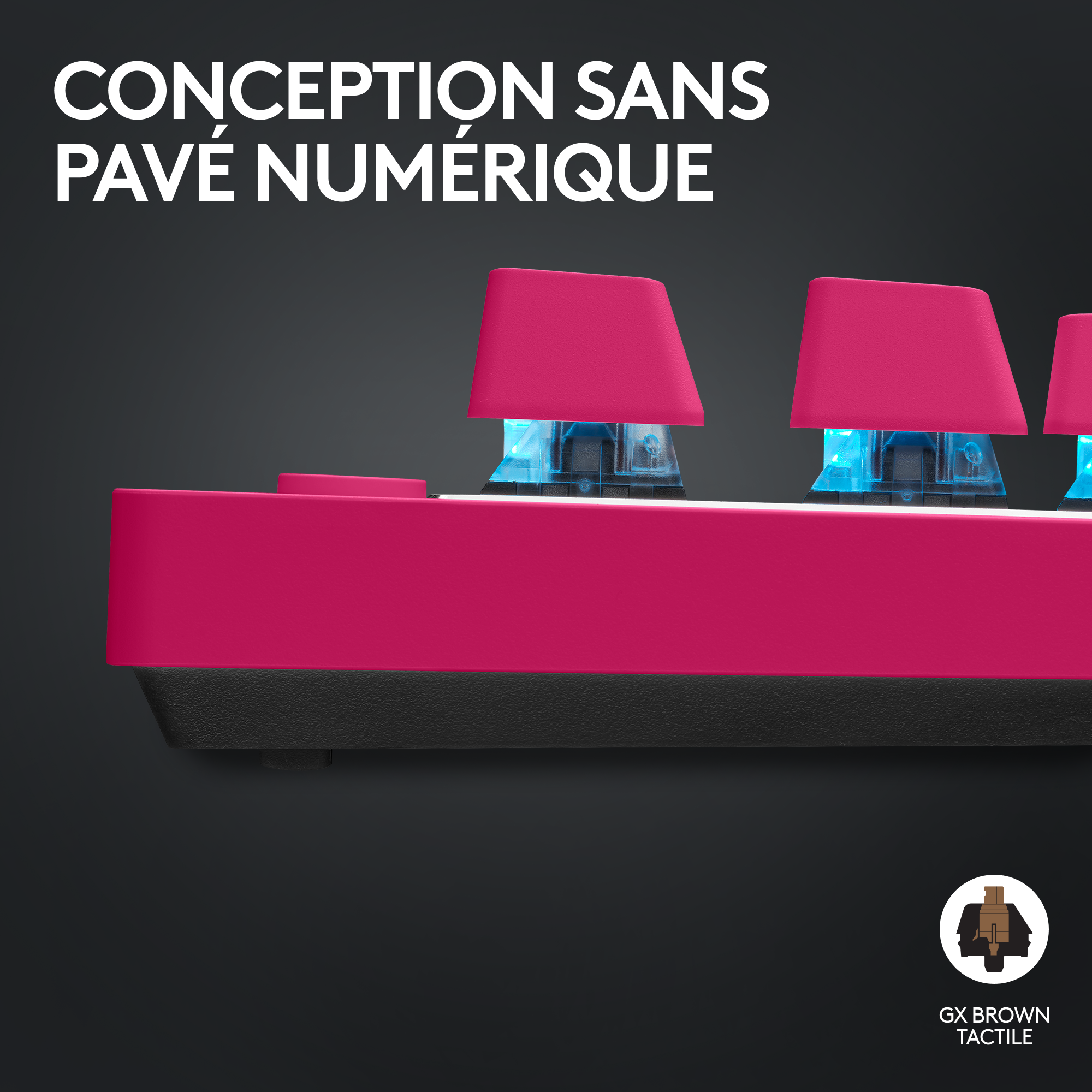 LOGITECH Clavier gaming sans fil G PRO X TKL Lightspeed RGB AZERTY Rose (920-012156)