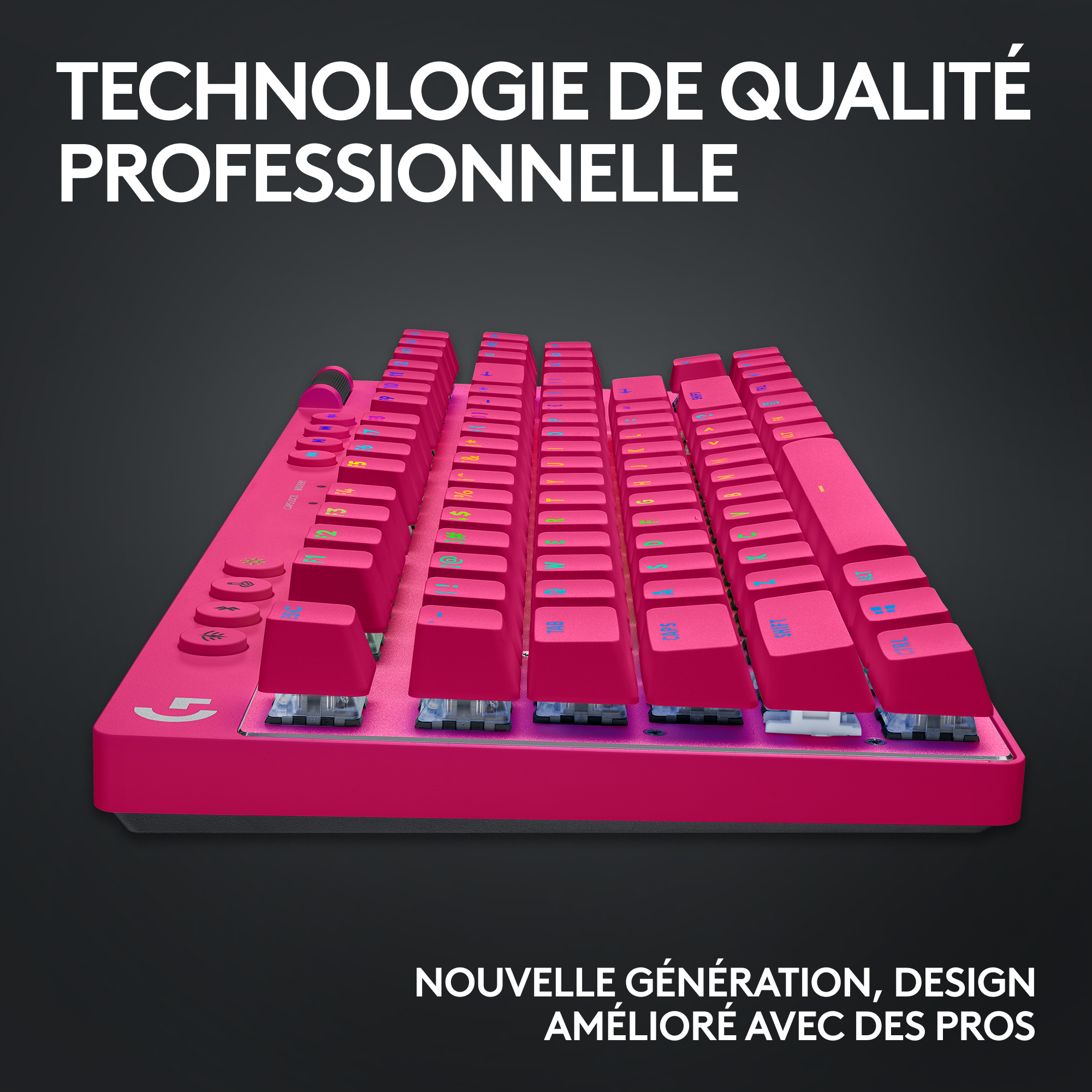 LOGITECH Clavier gaming sans fil G PRO X TKL Lightspeed RGB AZERTY Rose (920-012156)