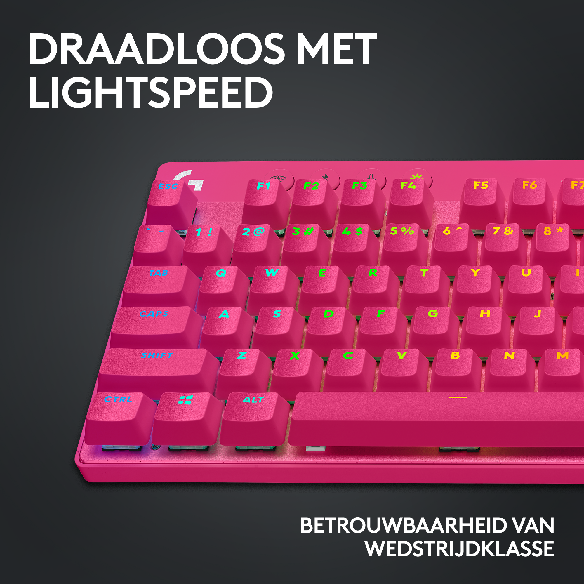 LOGITECH Draadloos gaming toetsenbord G PRO X TKL Lightspeed RGB AZERTY Roze (920-012156)