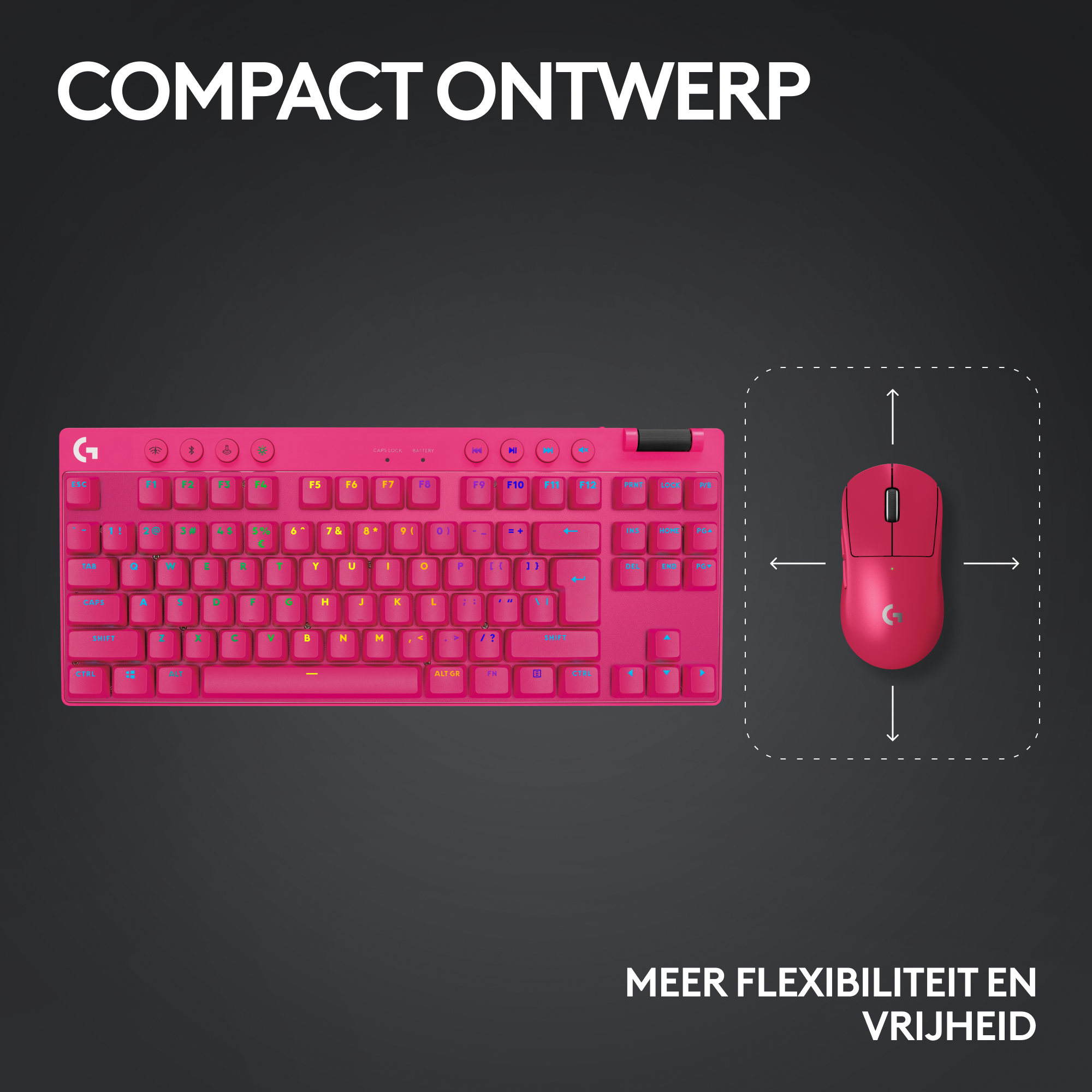LOGITECH Draadloos gaming toetsenbord G PRO X TKL Lightspeed RGB AZERTY Roze (920-012156)