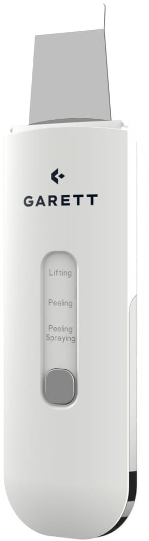 Fehér Garett arcpucoló, funkciókkal: Lifting, Peeling, Peeling Spraying.