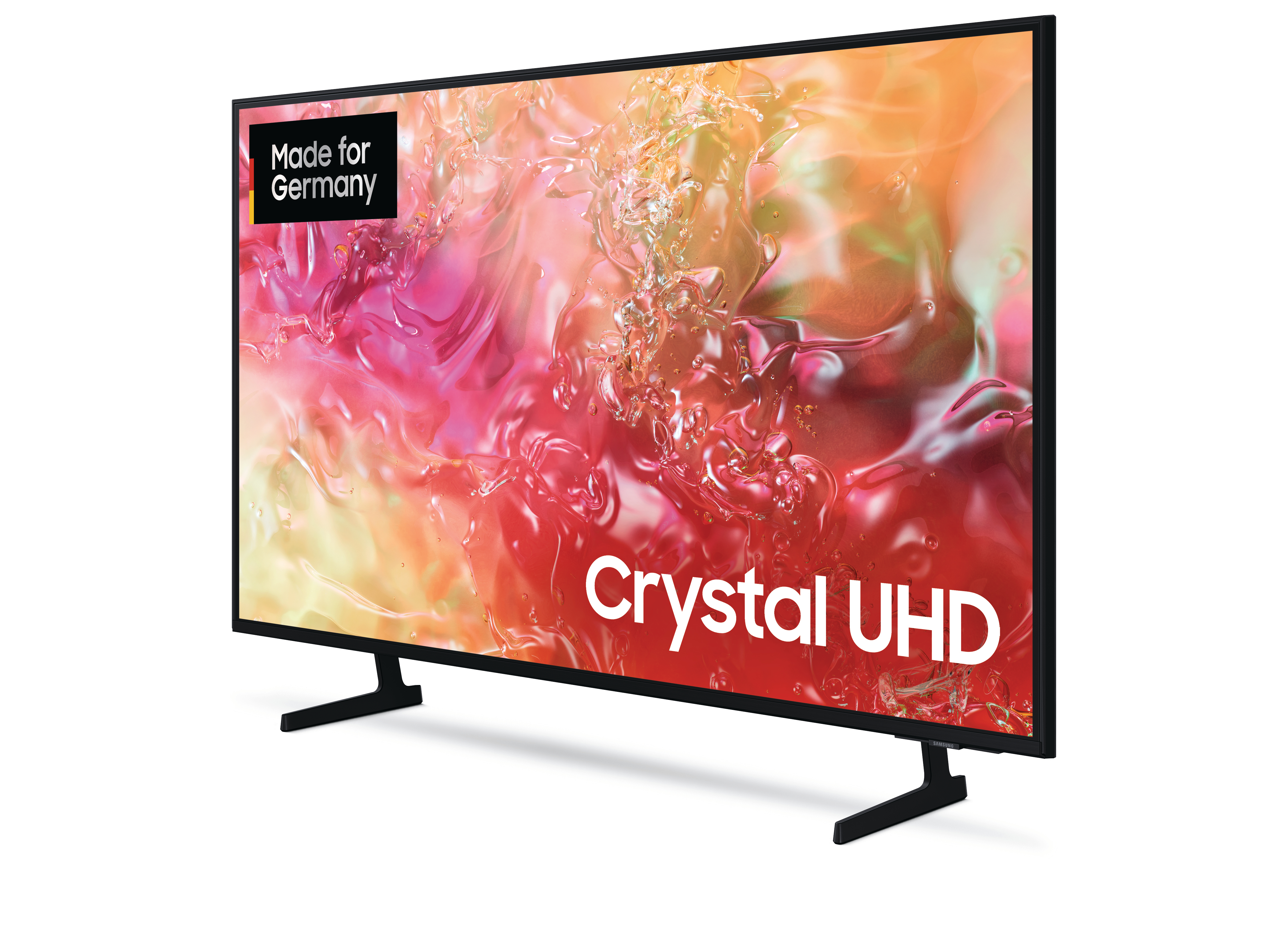 Fernseher mit den Worten 'Crystal UHD'.