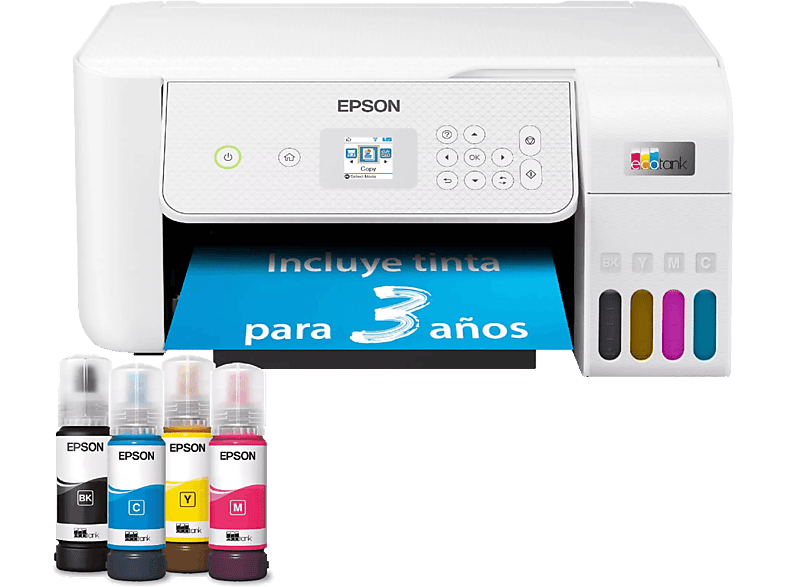 REACONDICIONADO Seminuevo Muy bueno Impresora multifunción - Epson EcoTank ET-2876, Con depósito recargable, 10 ppm, Conexión Wi-Fi, Blanco