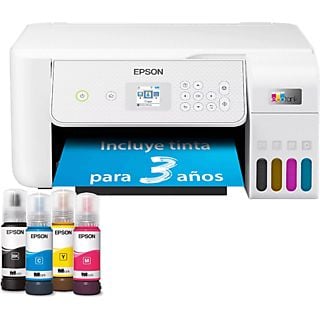 Impresora multifunción - Epson EcoTank ET-2876, Con depósito recargable, 10 ppm, Hasta 3 años de tinta incluida, Conexión Wi-Fi, Blanco