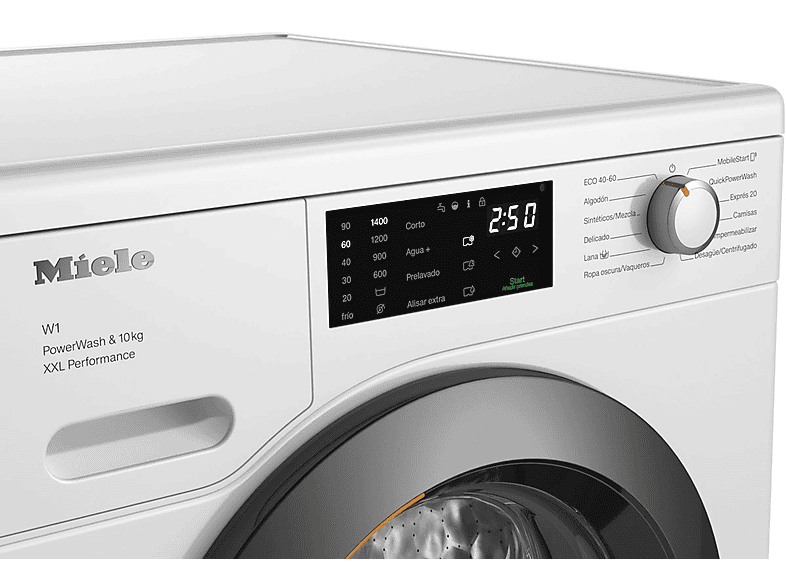 Lavadora Miele WCK360 WCS PWash&10kg, 10 kg, 1400rpm, clase A, 52 kWh/100 ciclos, 71dB, blanco loto