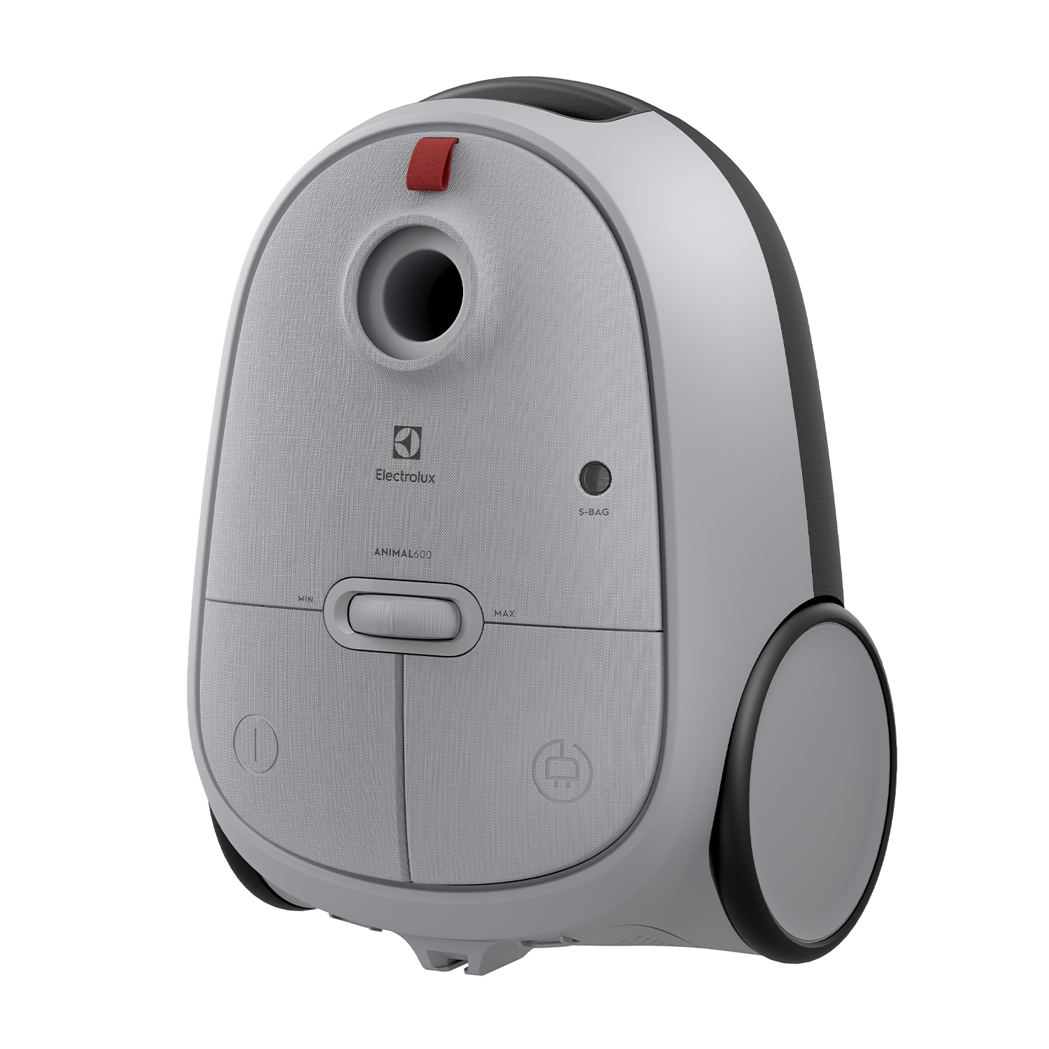 Aspirapolvere Electrolux Animal 500 grigio chiaro. Maniglia rossa e dettagli neri.