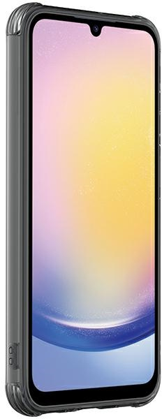 Smartfon w etui ochronnym, pokazujący ekran. Etui jest szare.