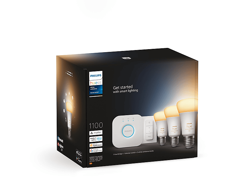 Thumbnail - PHILIPS Hue White Ambiance E27 inkl. Dimmschalter 3x1100 3er Starter Set Warmweiß