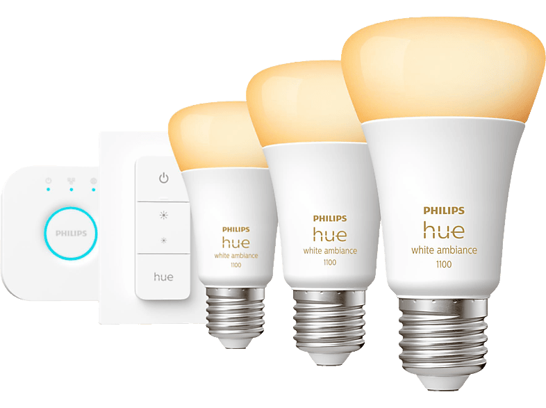Philips Hue White Ambiance E27 2er-Pack + Smart Button – Einfaches Dimmbares Smart Light Per Bluetooth Steuern