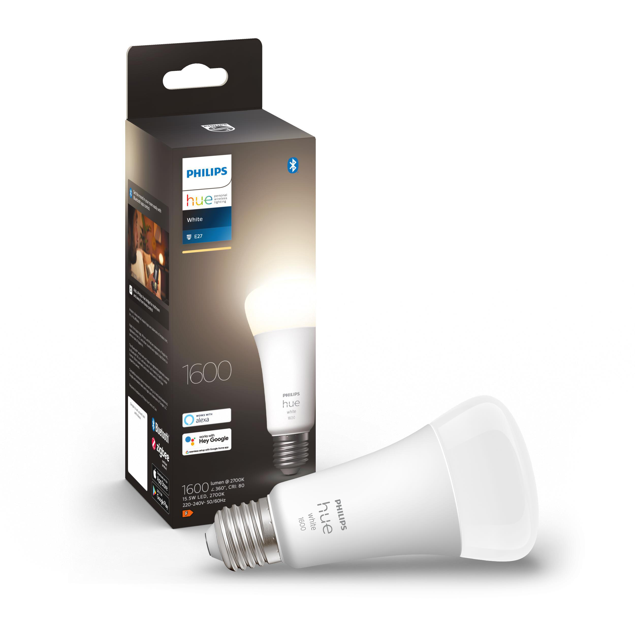 PHILIPS Hue White E27 Einzelpack  LED Lampe Warmweiß