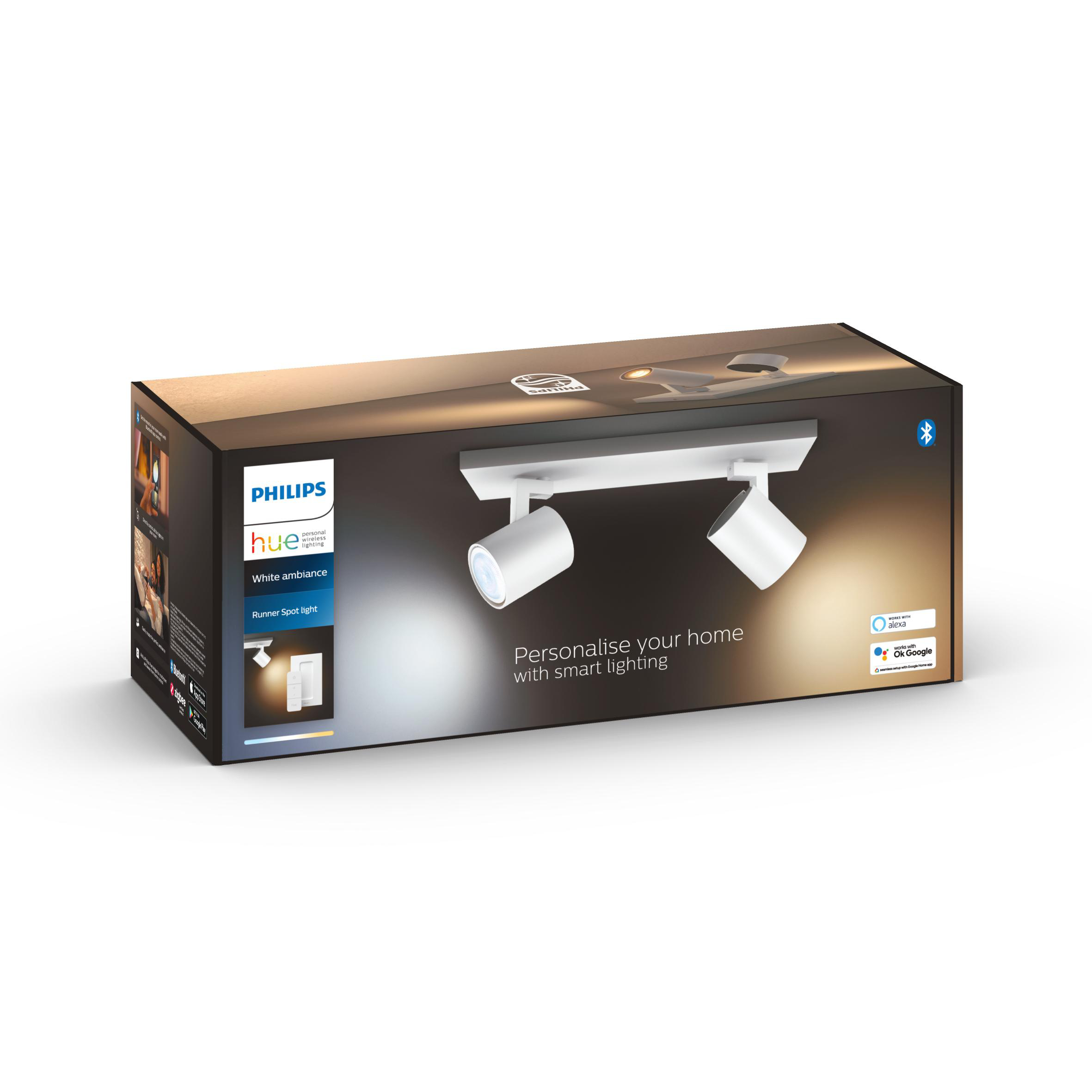 PHILIPS Hue White Amb. Runner Spot 2 flg. inkl. Dimmschalter Deckenleuche Warmweiß