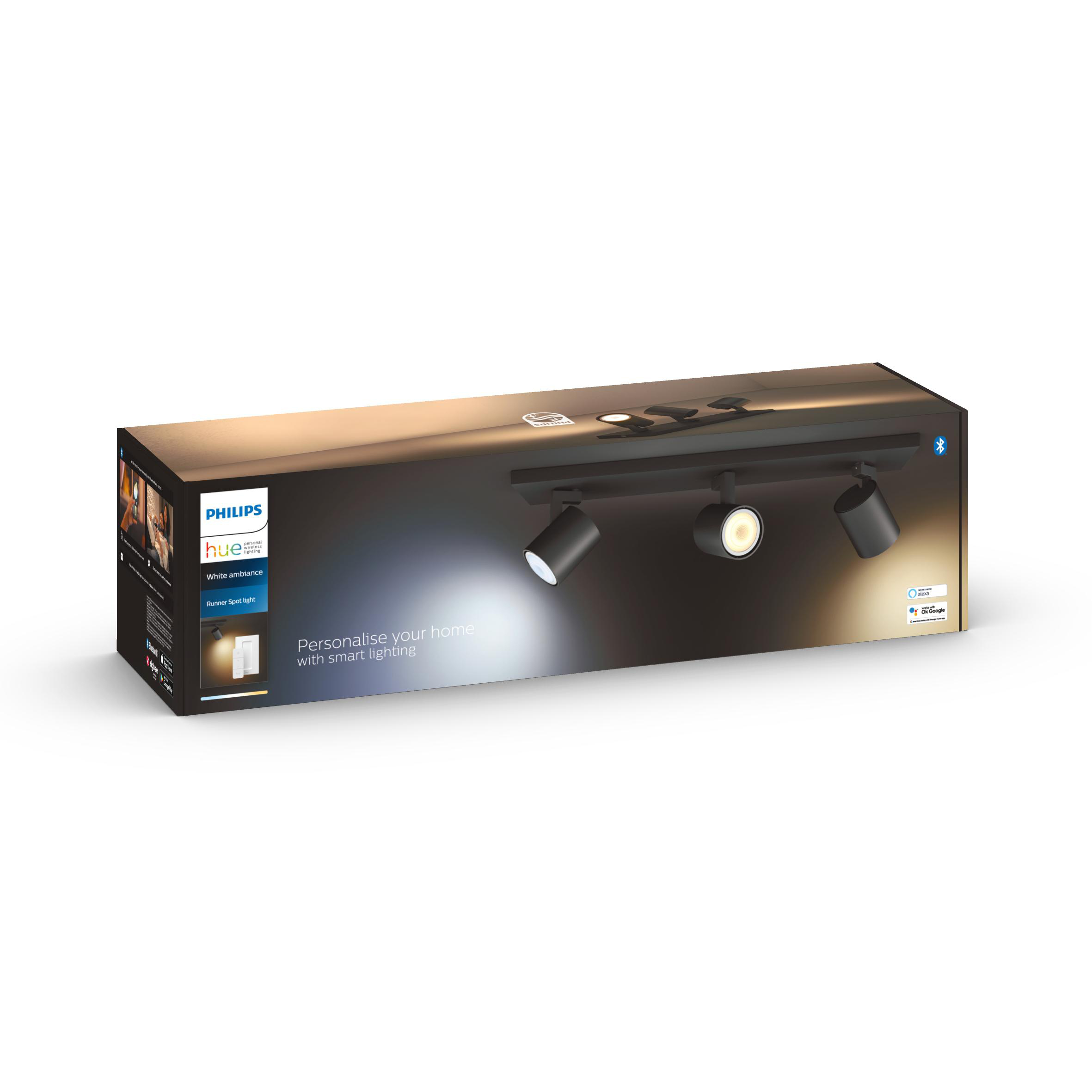 PHILIPS Hue White Amb. Runner Spot 3 flg. inkl. Dimmschalter Deckenleuche Warmweiß