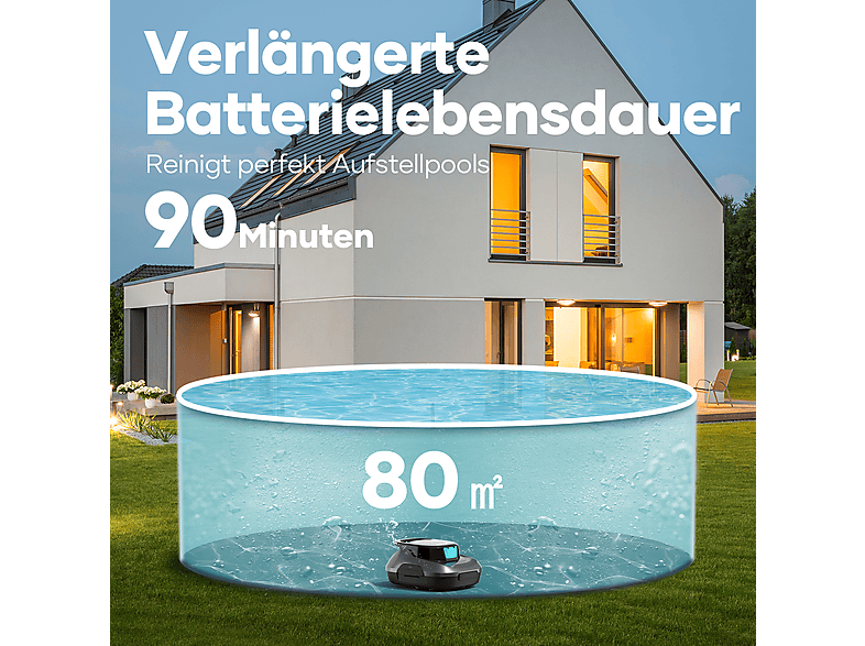 Aiper Scuba SE - EU, Poolroboter, 80m², bis zu 90 Minuten Akkulaufzeit, Automatisches Parken, für alle Poolarten — Foto 2 von 5