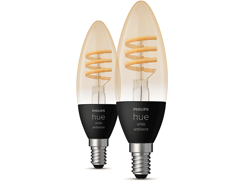 PHILIPS Hue White Amb. Filament E14 Doppelpack Leuchtmittel 2200-4500
