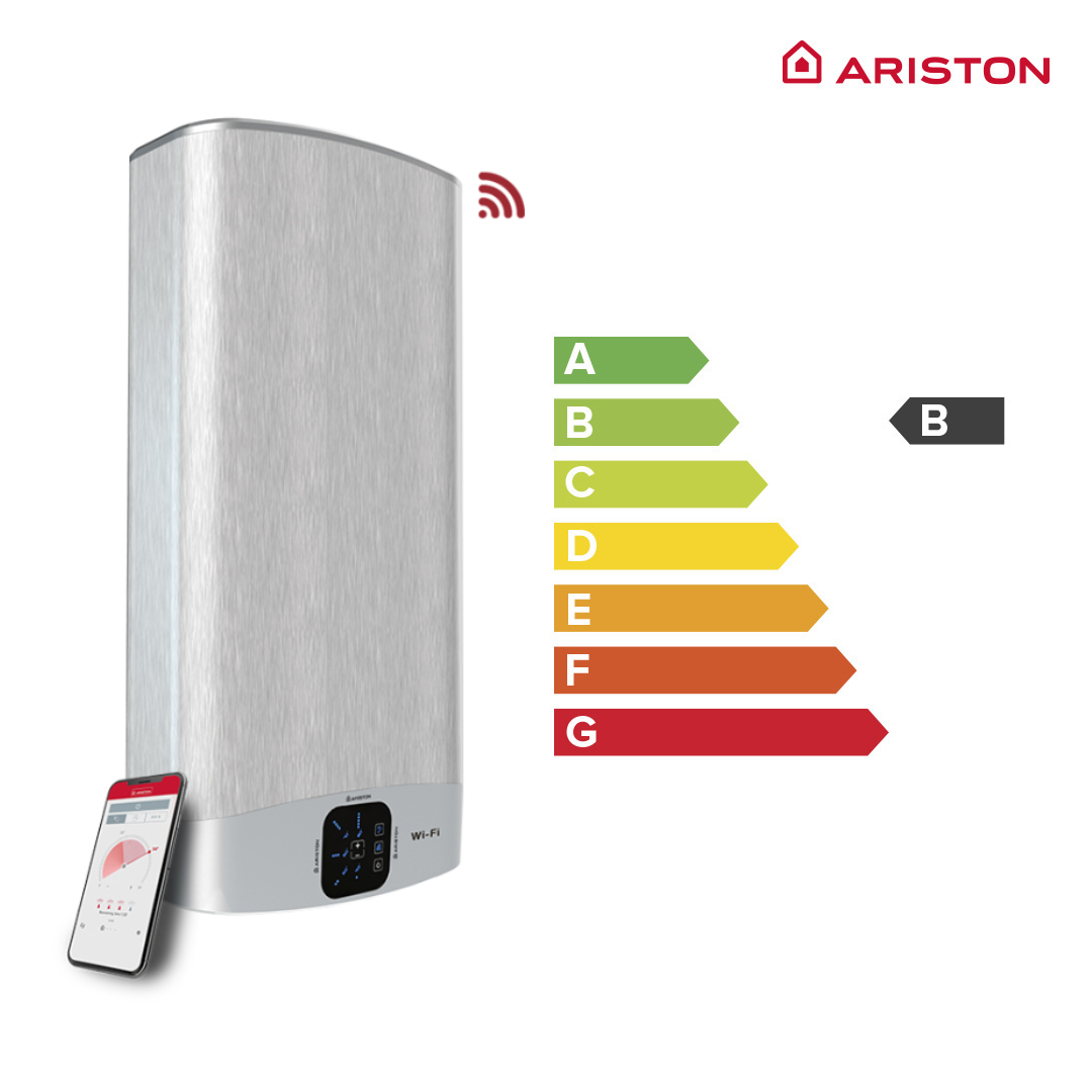 ARISTON VLS WIFI 50 EU O Lapos elektromos vízmelegítő, 50 l, beépített wifi, ECO EVO funkció, duplatartály
