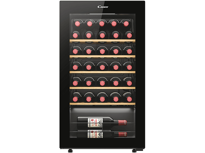 CANDY CWC034 CANTINETTA, 34 bottiglie, 5 ripiani, dimensoni: L 47,5 cm, A 85 P 45,6 temperatura massima 20 °C, minima Nero, classe G