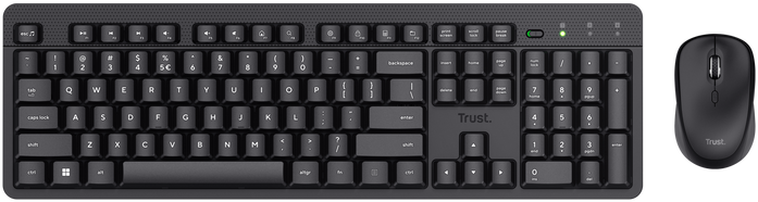 TRUST Ody II vezeték nélküli billentyűzet és egér szett, Magyar Kiosztás, fekete (25365)