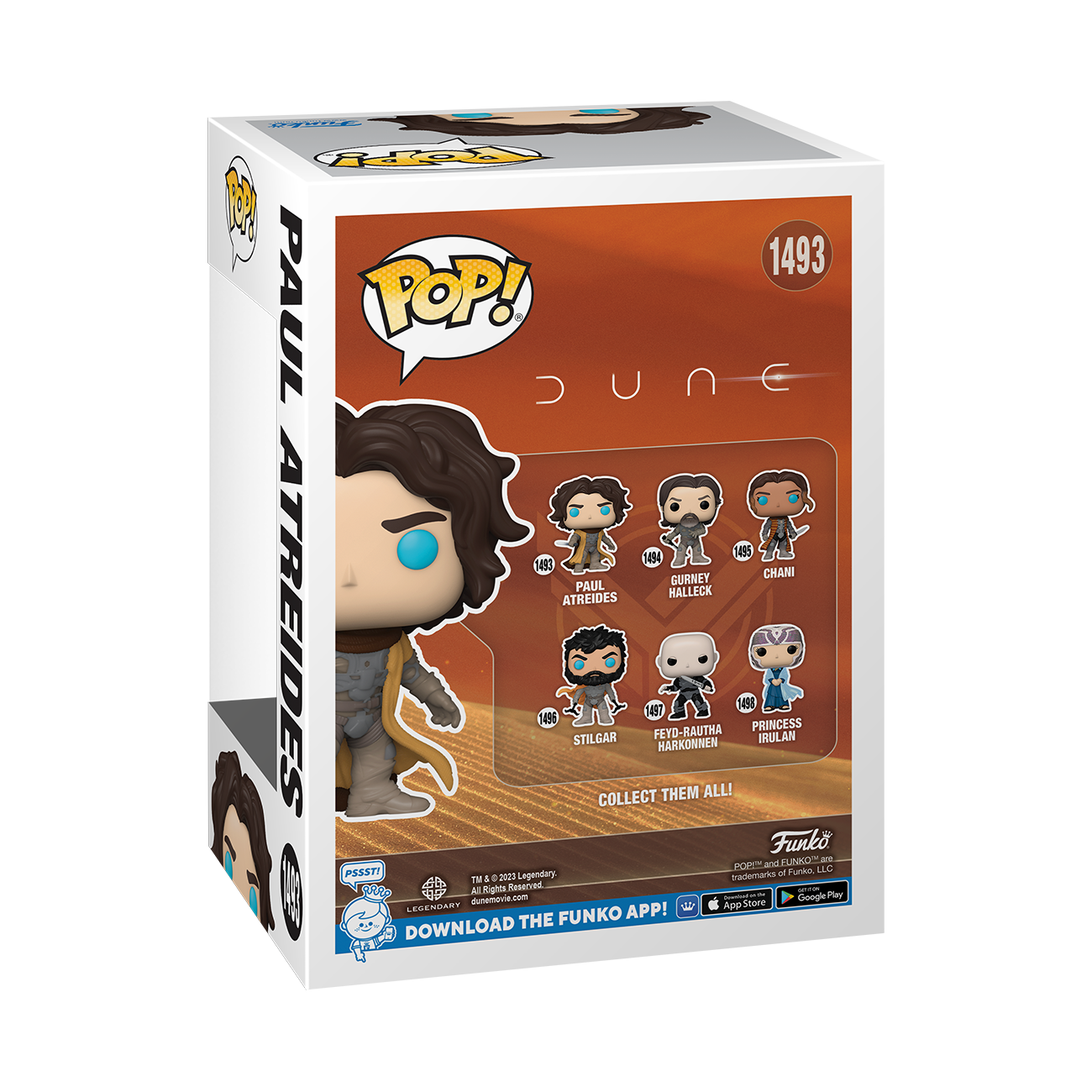Pudełko Funko Pop z Paulem Atreidesem z Diuny.