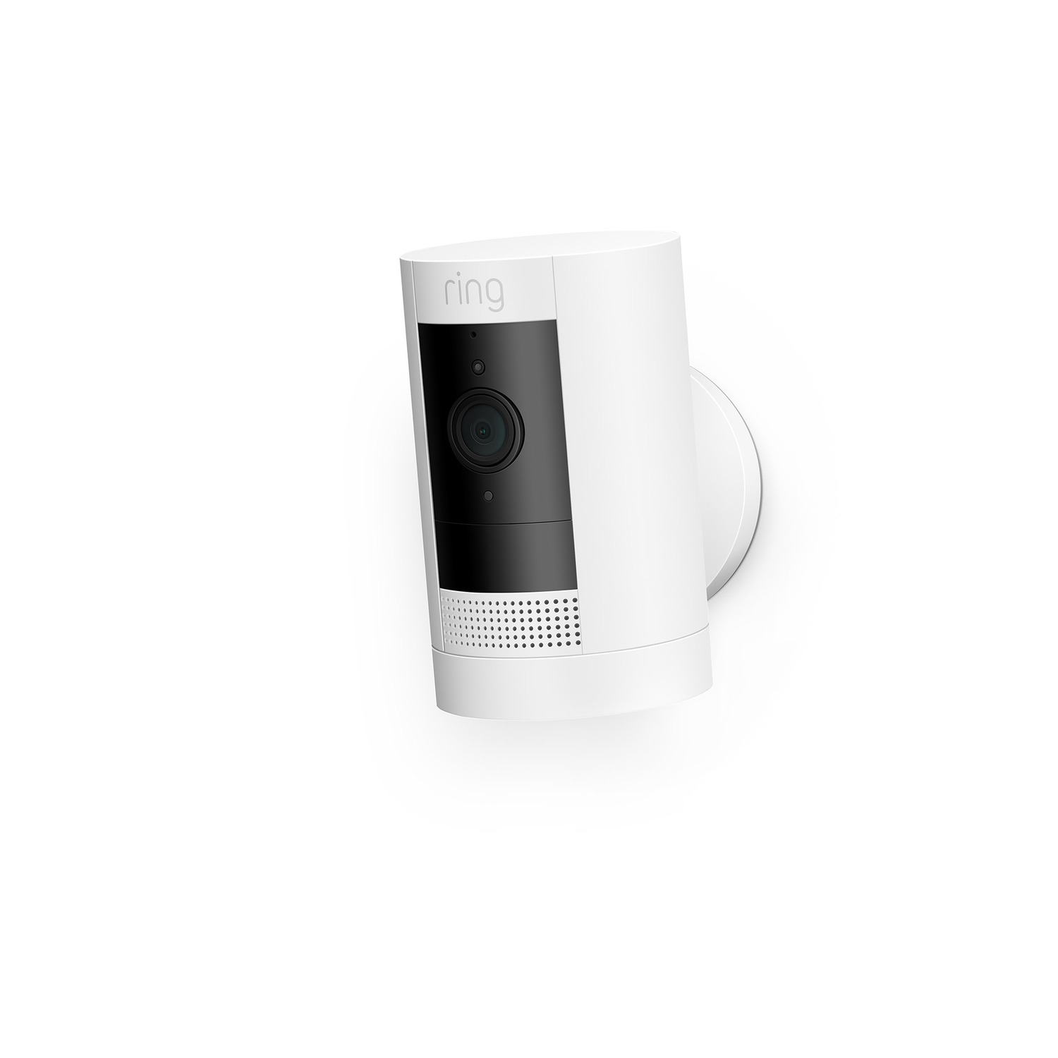 White Ring security camera on a white background.