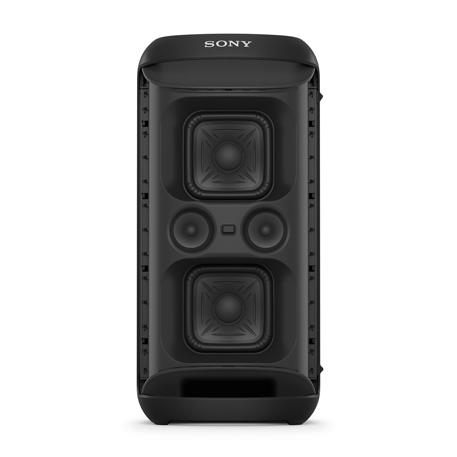 Altoparlante Sony nero con due grandi altoparlanti e un set centrale.