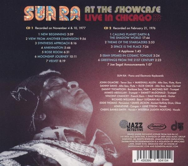 CD-Cover mit Sun Ra, Titellisten und dem Jazz Detective-Logo.