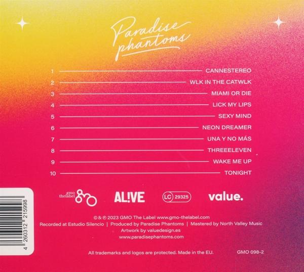 Die Rückseite eines Musikalbums mit einer Titelliste und Text.