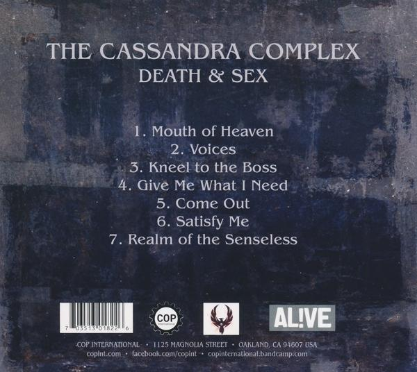 CD-Cover mit Titelliste von 'Death & Sex' von The Cassandra Complex.
