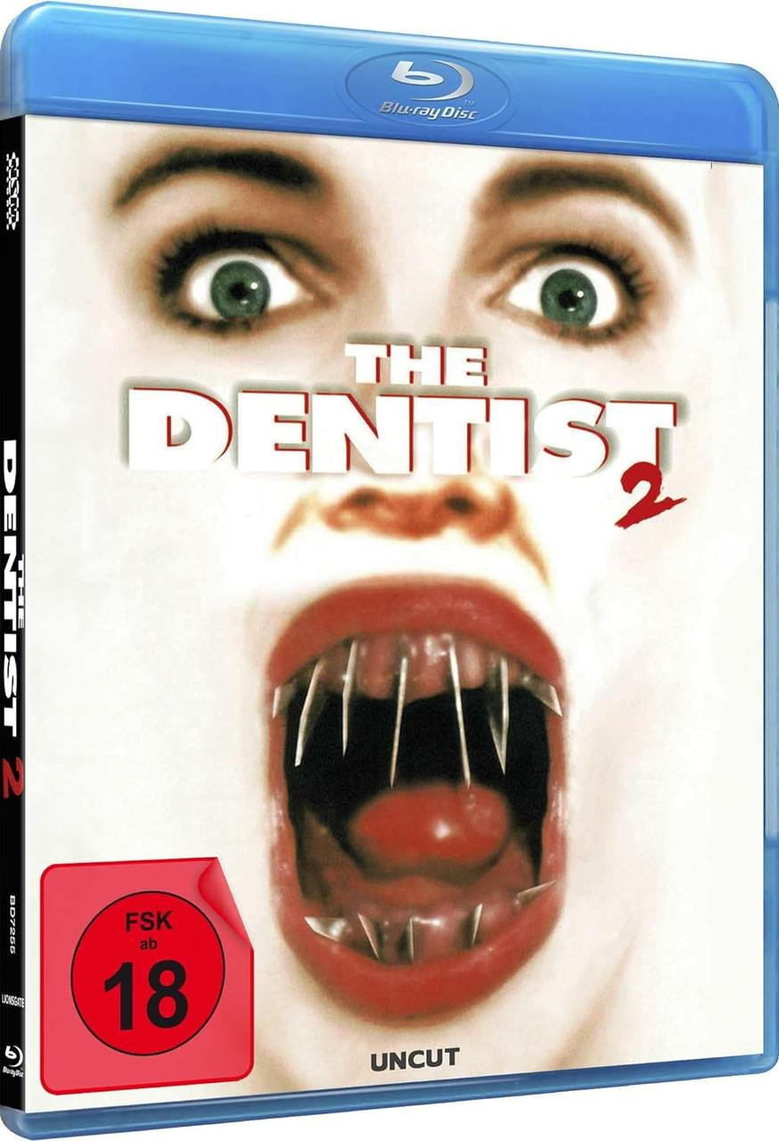 Filmcover: Gesicht einer Frau mit offenem Mund, Zähne zeigend; Titel 'The Dentist 2'.
