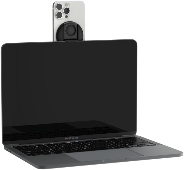 Laptophoz csatlakoztatott telefon, webkameraként használva.