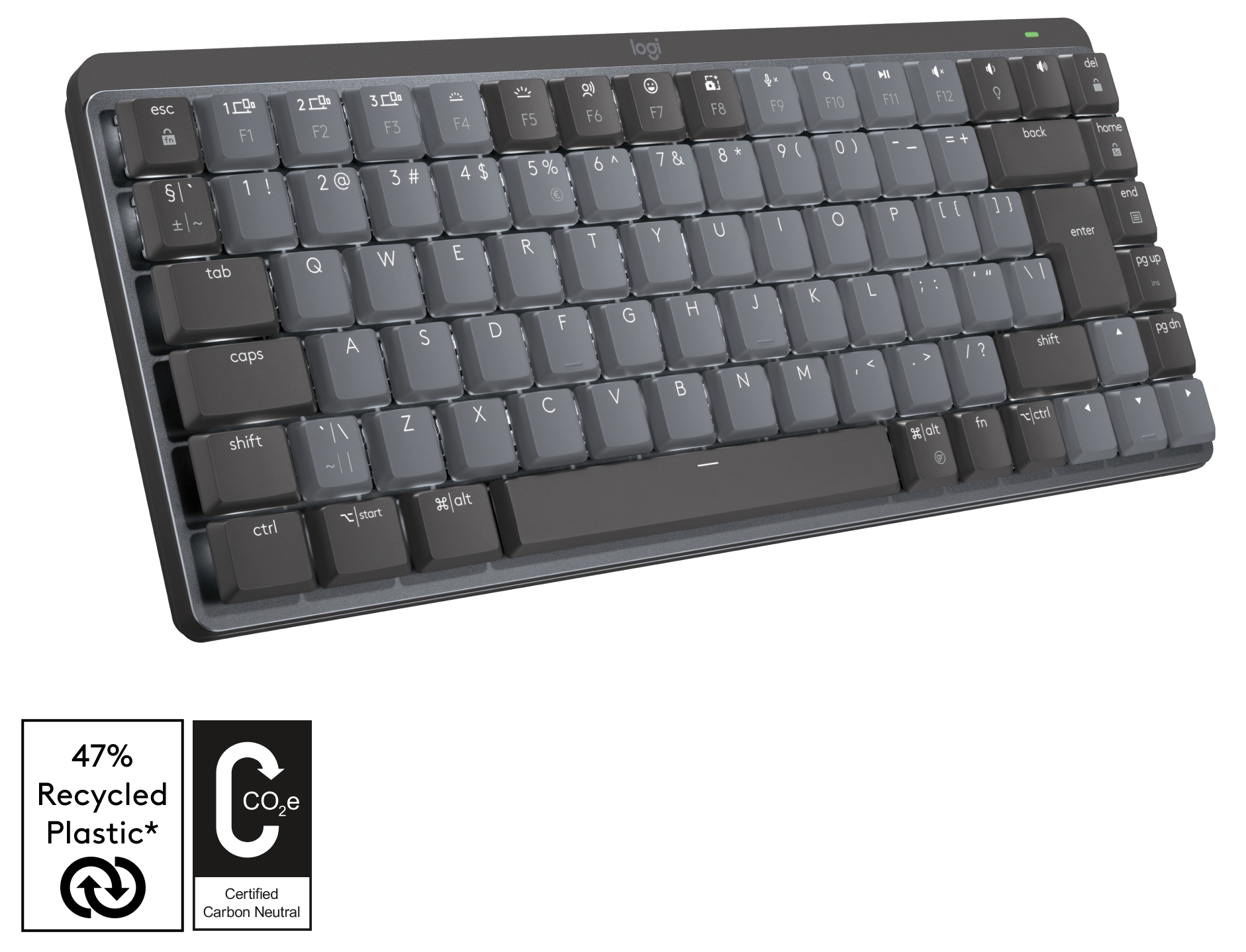 LOGITECH MX Mechanical Mini vezeték nélküli billentyűzet, kattanós kapcsoló, grafit, US Angol (920-010782)