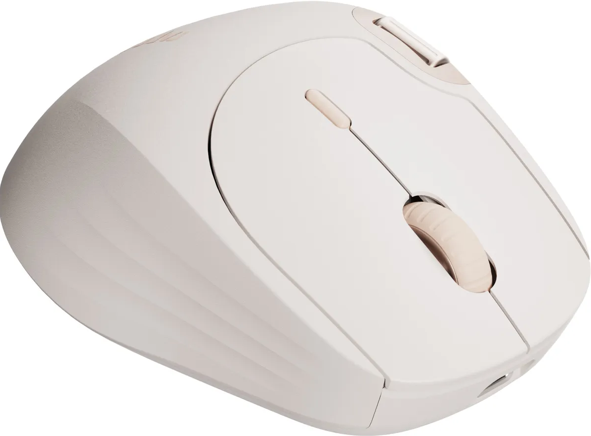 Mouse bianco con rotella e pulsanti.