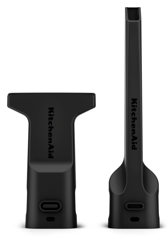 Schwarze KitchenAid-Staubsaugeraufsätze, zwei Stück.
