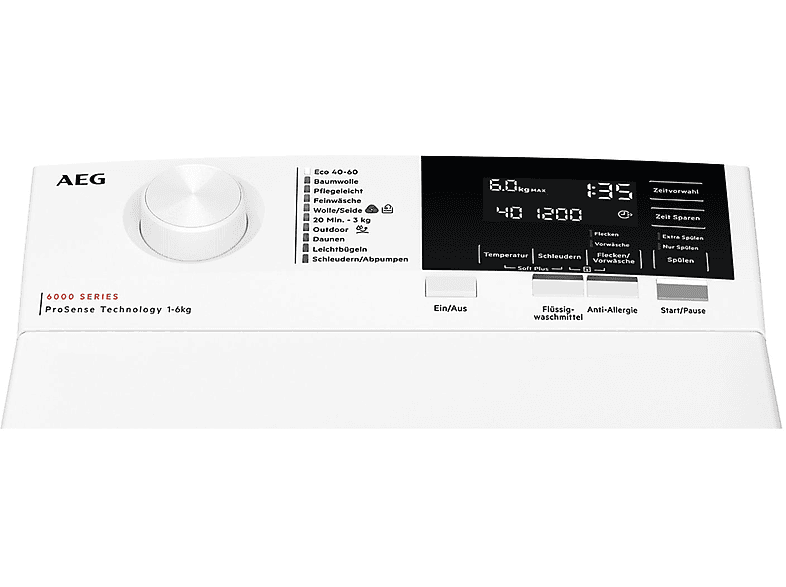 AEG LTR6A61260 Serie 6000 mit ProSense-Technologie Waschmaschine (6 kg, 1151 U/Min., A, Ja)