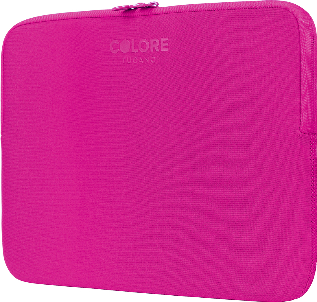 Housse pour ordinateur portable Colore Tucano rose. Zippée, rectangulaire et texture lisse.