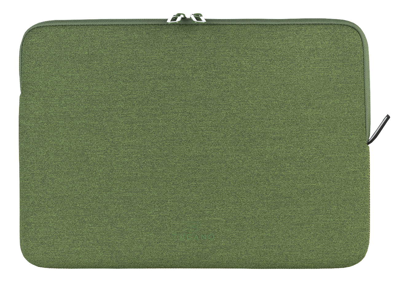 Grüne Laptop-Hülle mit Reißverschluss.