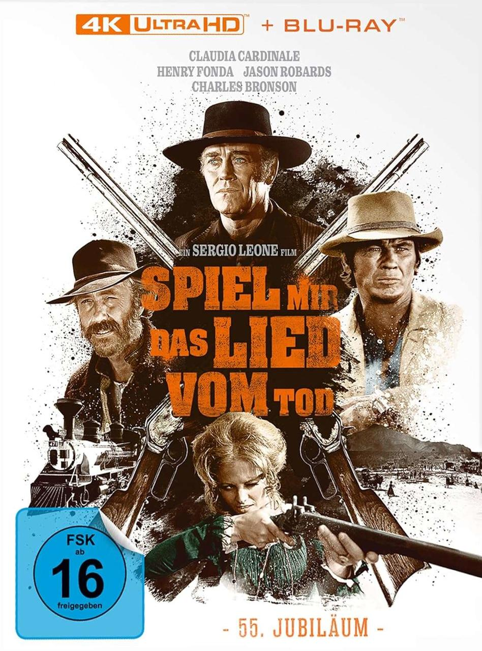 Filmposter von 'Spiel mir das Lied vom Tod' mit Schauspielern und Text auf Deutsch.