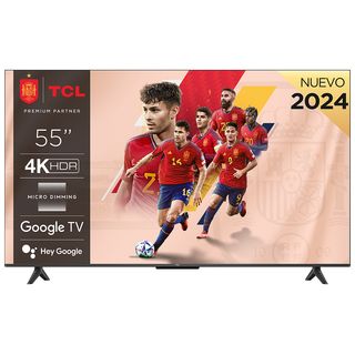 TV LED 55" - TCL 55P655, UHD 4K, Quad Core, Smart TV, Google TV, HDR, Brushed titanium metal front