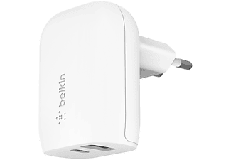 BELKIN BoostCharge kettős hálózati töltő 12W USB-A, 25W USB-C csatlakozással, fehér (WCB007vfWH)