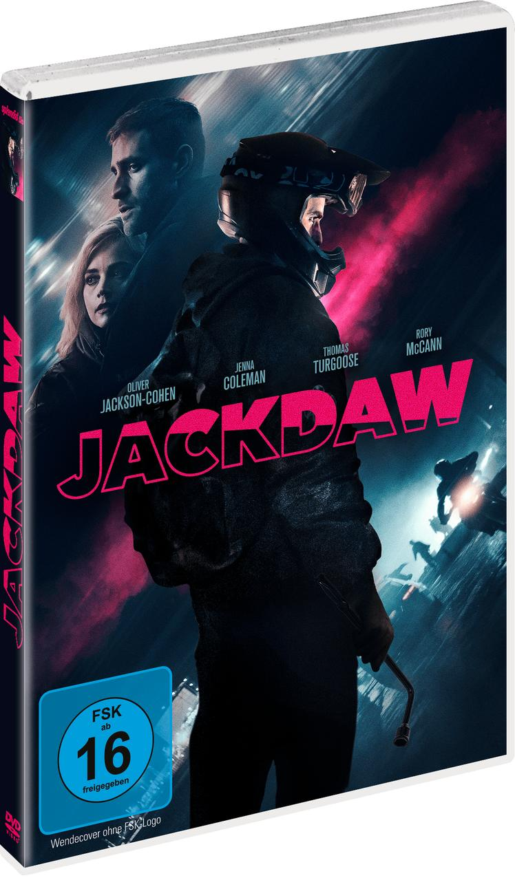 DVD-Hülle: Mann mit Helm, Frau und ein weiterer Mann. Text: JACKDAW, FSK 16.