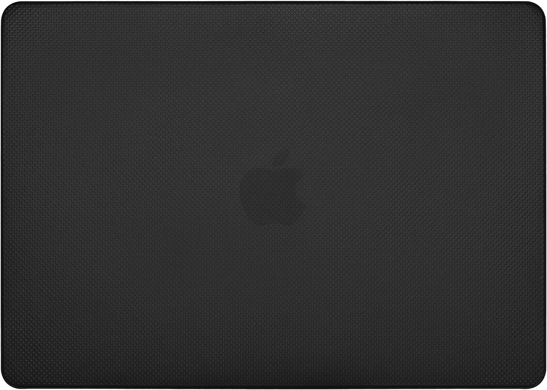 Egy fekete laptop Apple logóval a felső felületén, felülről nézve.