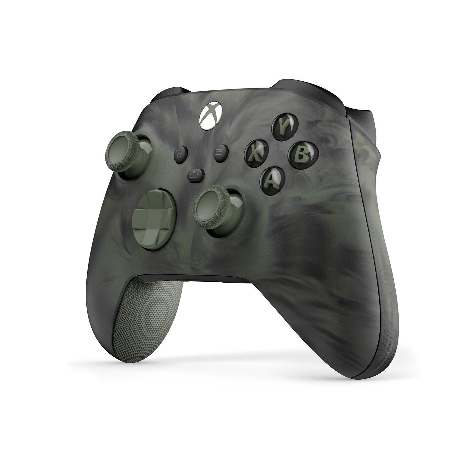 Groene en zwarte Xbox-controller op witte achtergrond.