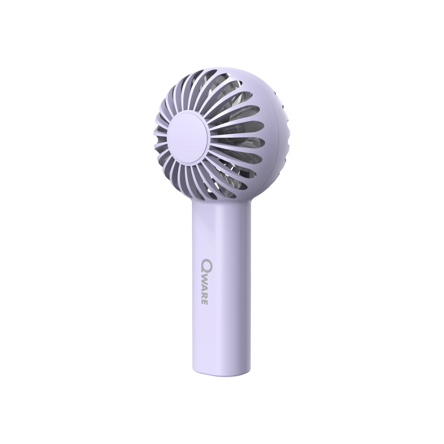 A small white hand fan with a handle, with a logo.