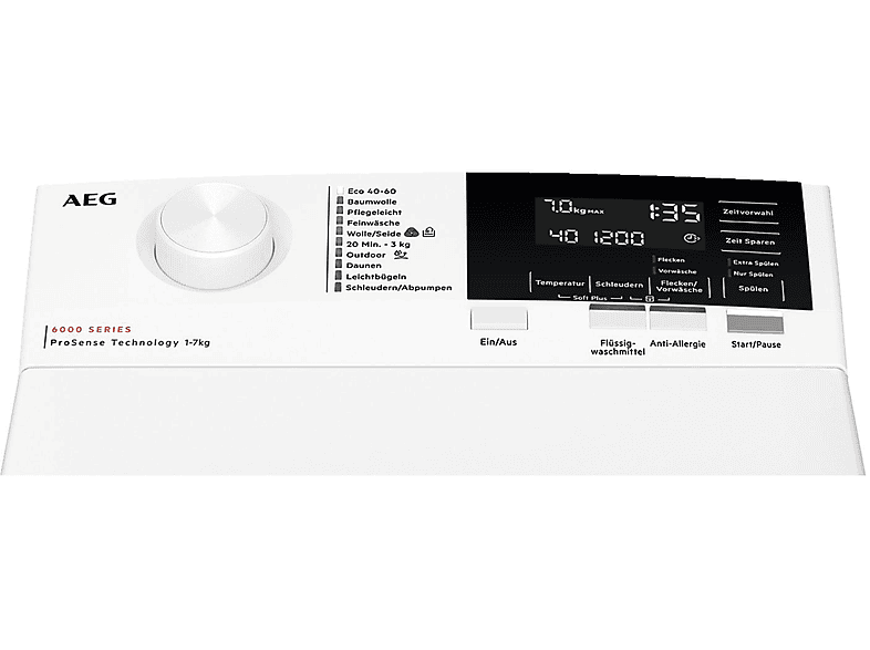 AEG LTR6A60370 Serie 6000 mit ProSense-Technologie Waschmaschine (7 kg, 1251 U/Min., A, Ja)