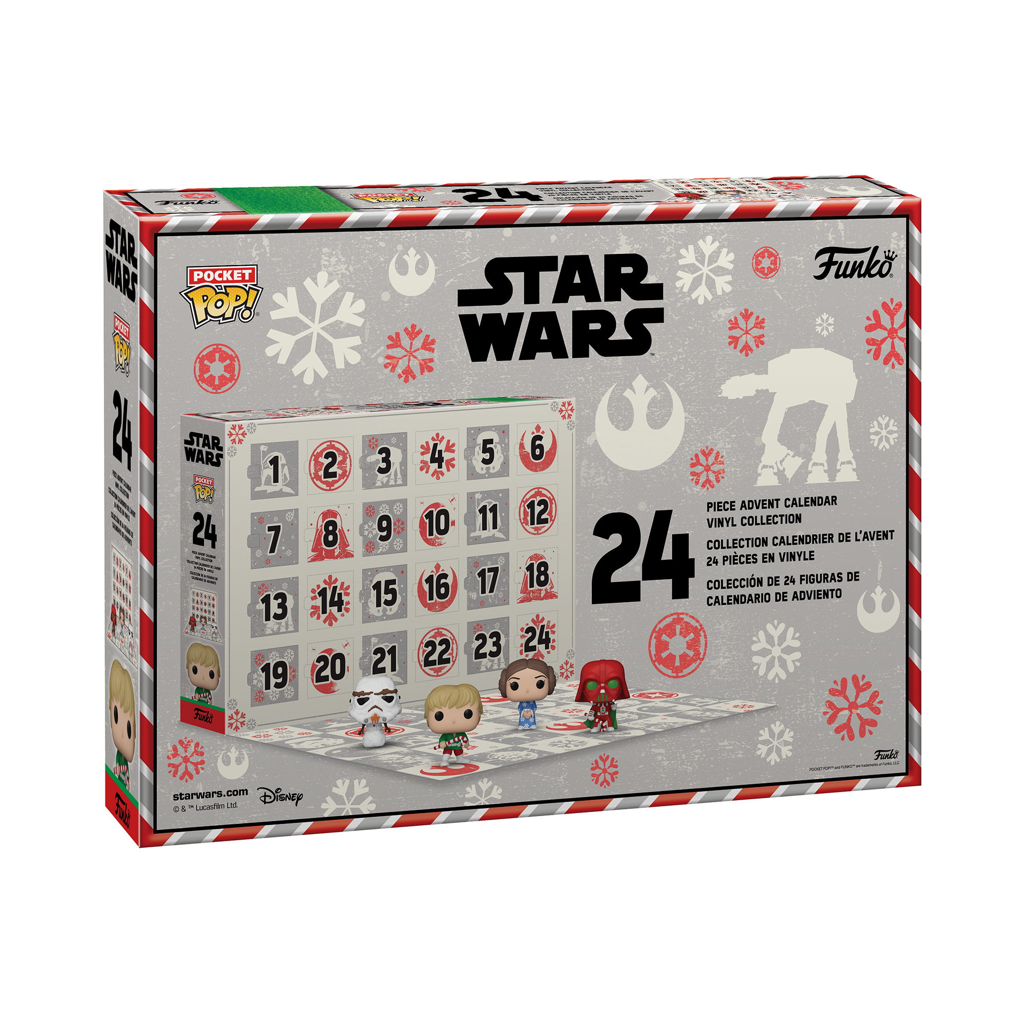 Star Wars Adventskalender-Box mit Funko-Figuren und thematischem Design.