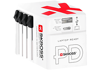 SKROSS World USB világutazó átalakító adapter, 65W, USB-C kábellel (WORLDUSB-PD65)