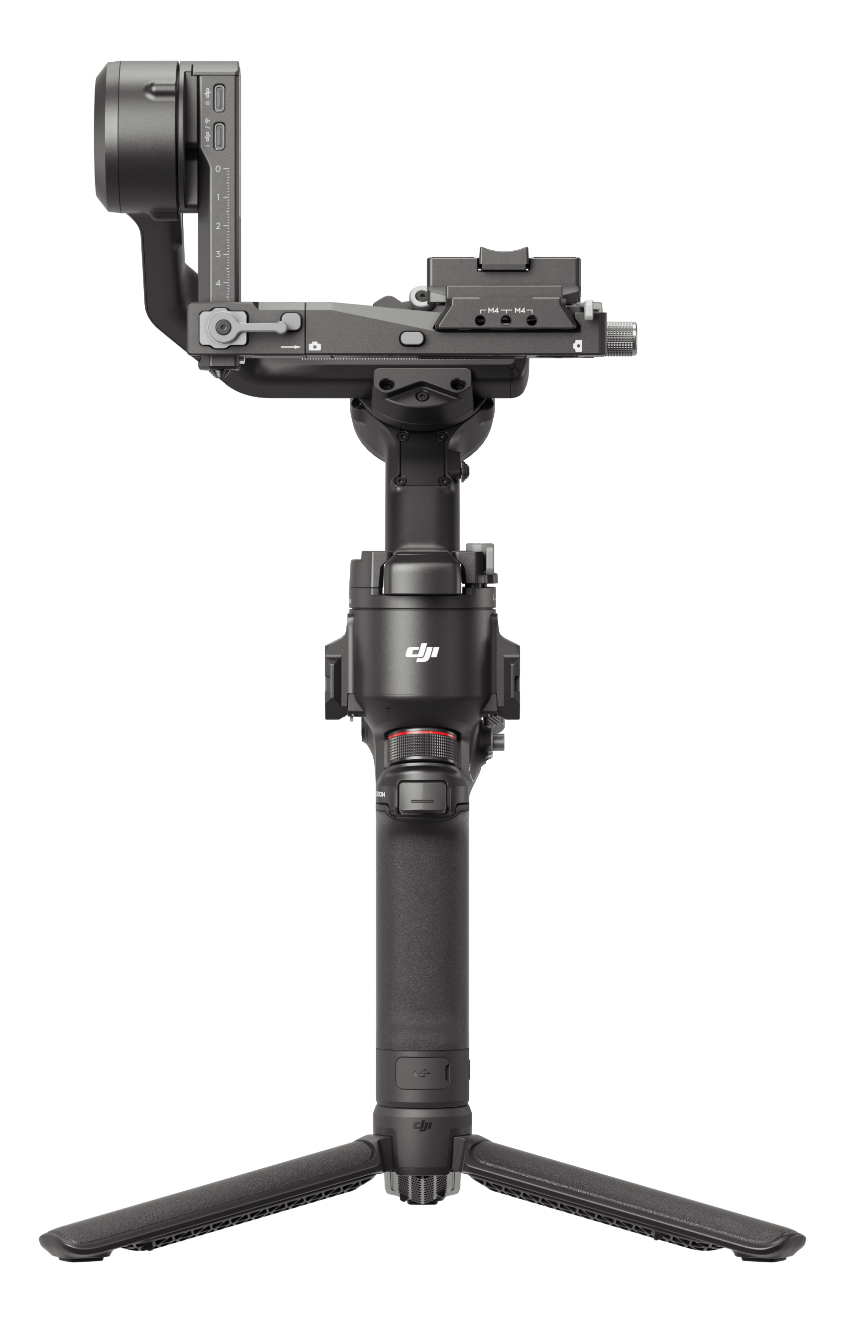 Stabilisateur de cardan DJI Ronin RS 3 Pro, noir, avec multiples points de réglage et trépied.