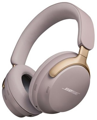 Słuchawki Bose z redukcją szumów, jasnofioletowe z złotymi akcentami.