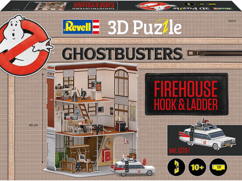 thumbnail image 2 of Ghostbusters Firehouse HOOK & LADDER Co. #8 – N Scale Model, 1:160, Pre-Built, Red/Gray 2 of 3