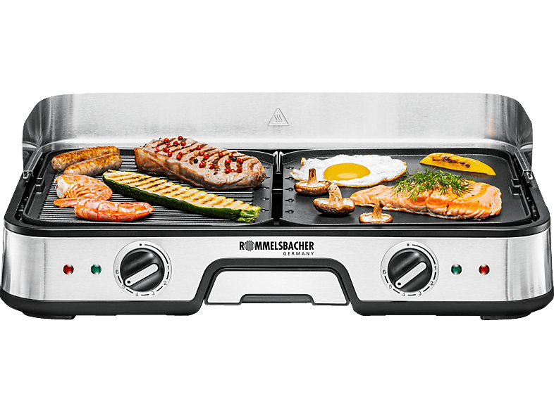 ROMMELSBACHER BBQ 2025 Elektrogrill, Schwarz/Edelstahl (2000 Watt