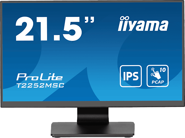 IIYAMA Prolite T2252MSC-B2 21,5 Zoll Touch Monitor for Business, Full-HD, 5 ms Reaktionszeit, 250 cd/m², 60 Hz, Schwarz